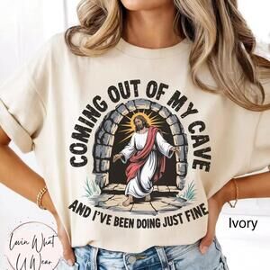 S Funny Easter Jesus Shirt Coming Out Of My Cave Tee Christian Easter